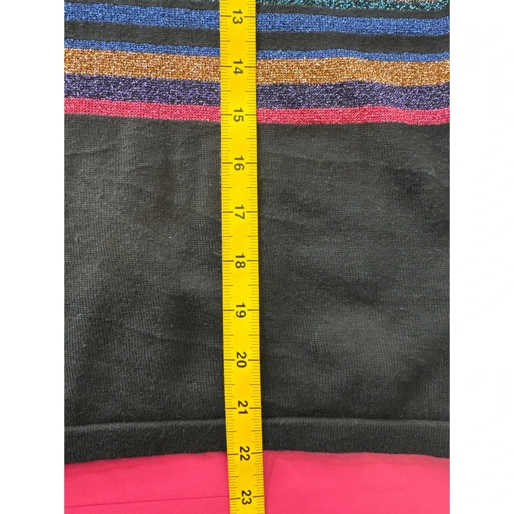 Vintage RICHARD AND COMPANY Womens Black Metallic Striped Sweater Size M Sparkly